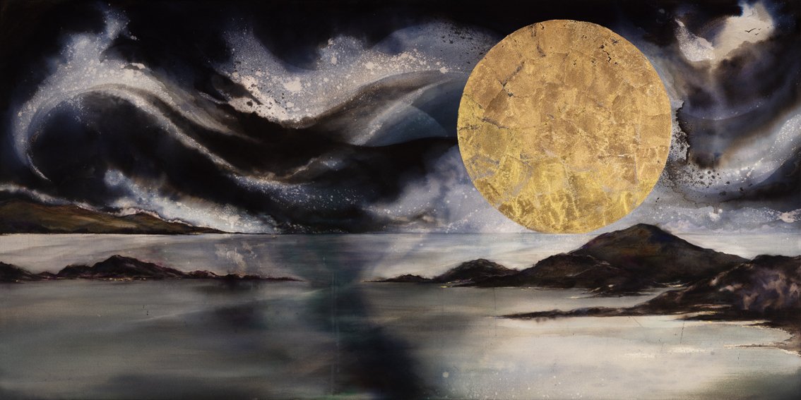 As Above So Below | Expansive velvety ocean-scape rich with hidden glimmers | Hand embellished giclée print | By Hannah Pugh