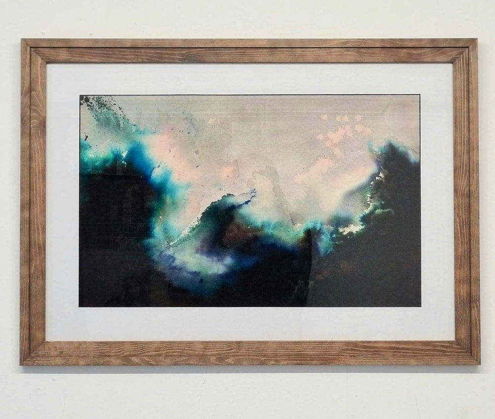 'Tangaroa' | The energy of Tangaroa is barely contained within the saturated turquoise, cyan, and teal hues resonating across the horizon. | Truly unique, hand embellished fine art print | By Hannah Pugh