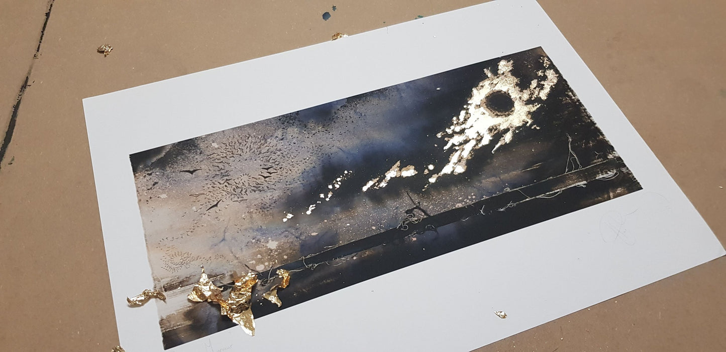 "Murmur Reverie" Hand-Gilded Celestial Bird Giclée Print by Hannah Pugh