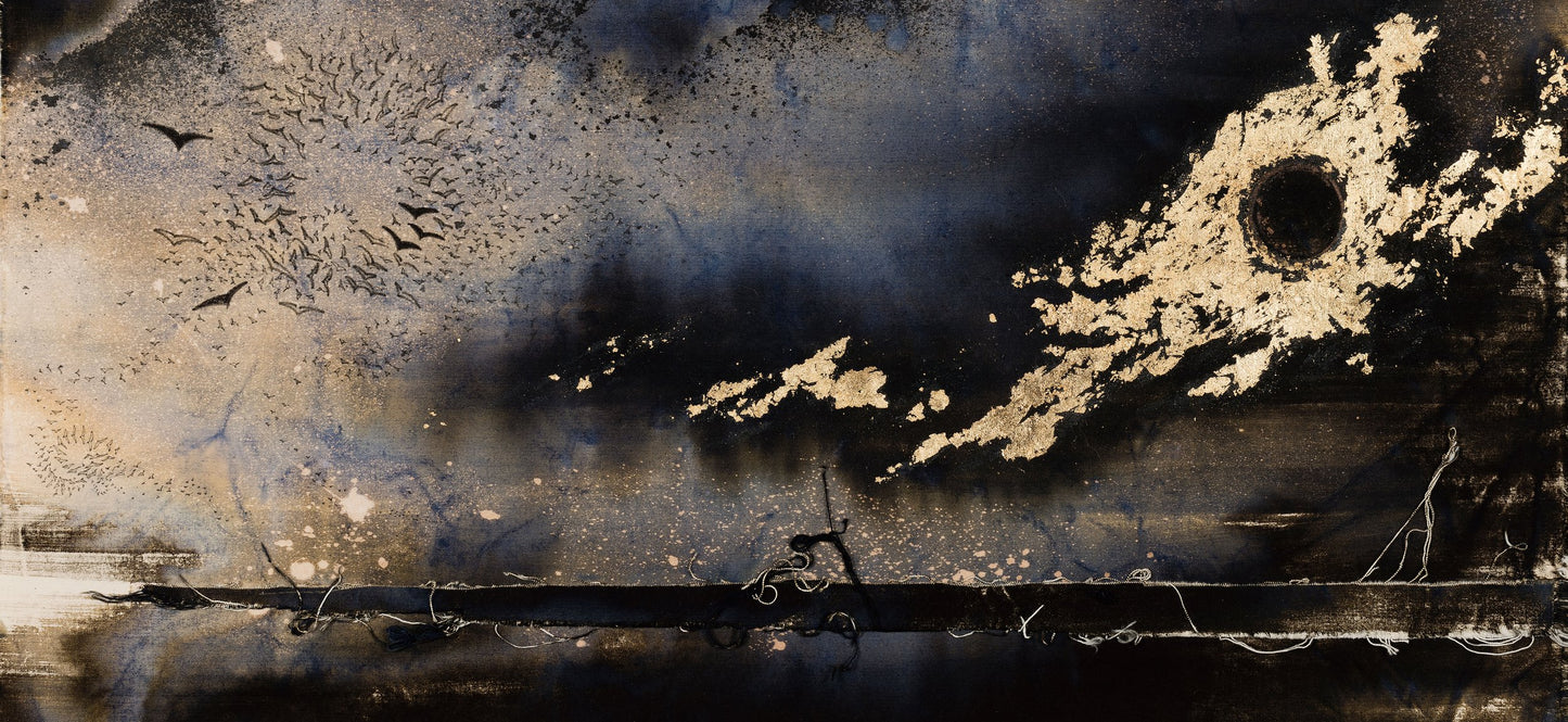 "Murmur Reverie" Hand-Gilded Celestial Bird Giclée Print by Hannah Pugh