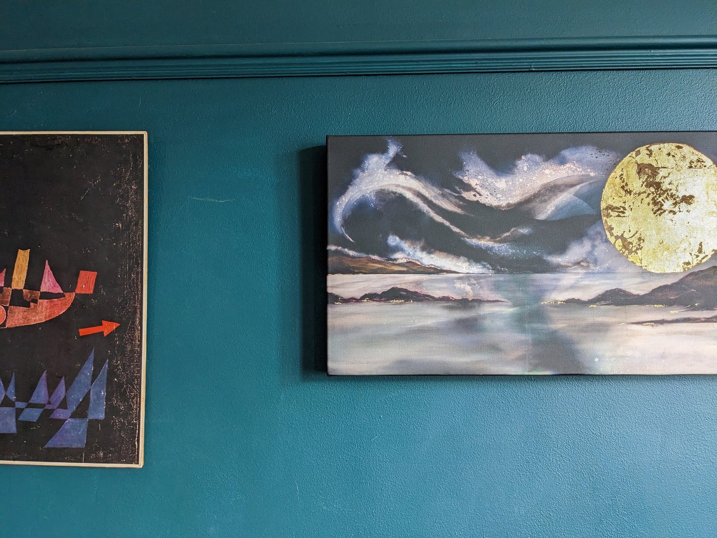 As Above So Below | Expansive velvety ocean-scape rich with hidden glimmers | Hand embellished giclée print | By Hannah Pugh