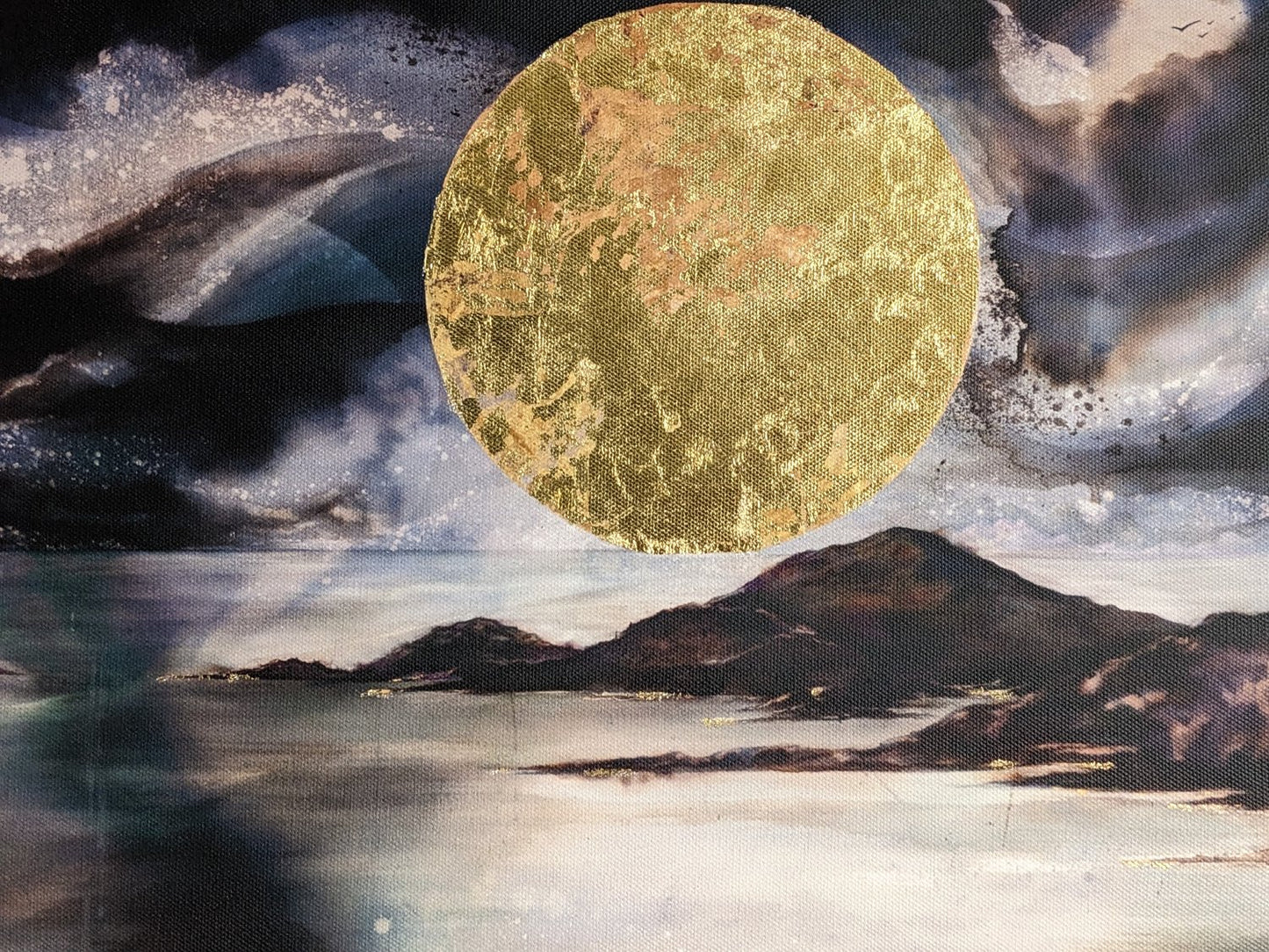 As Above So Below | Expansive velvety ocean-scape rich with hidden glimmers | Hand embellished giclée print | By Hannah Pugh