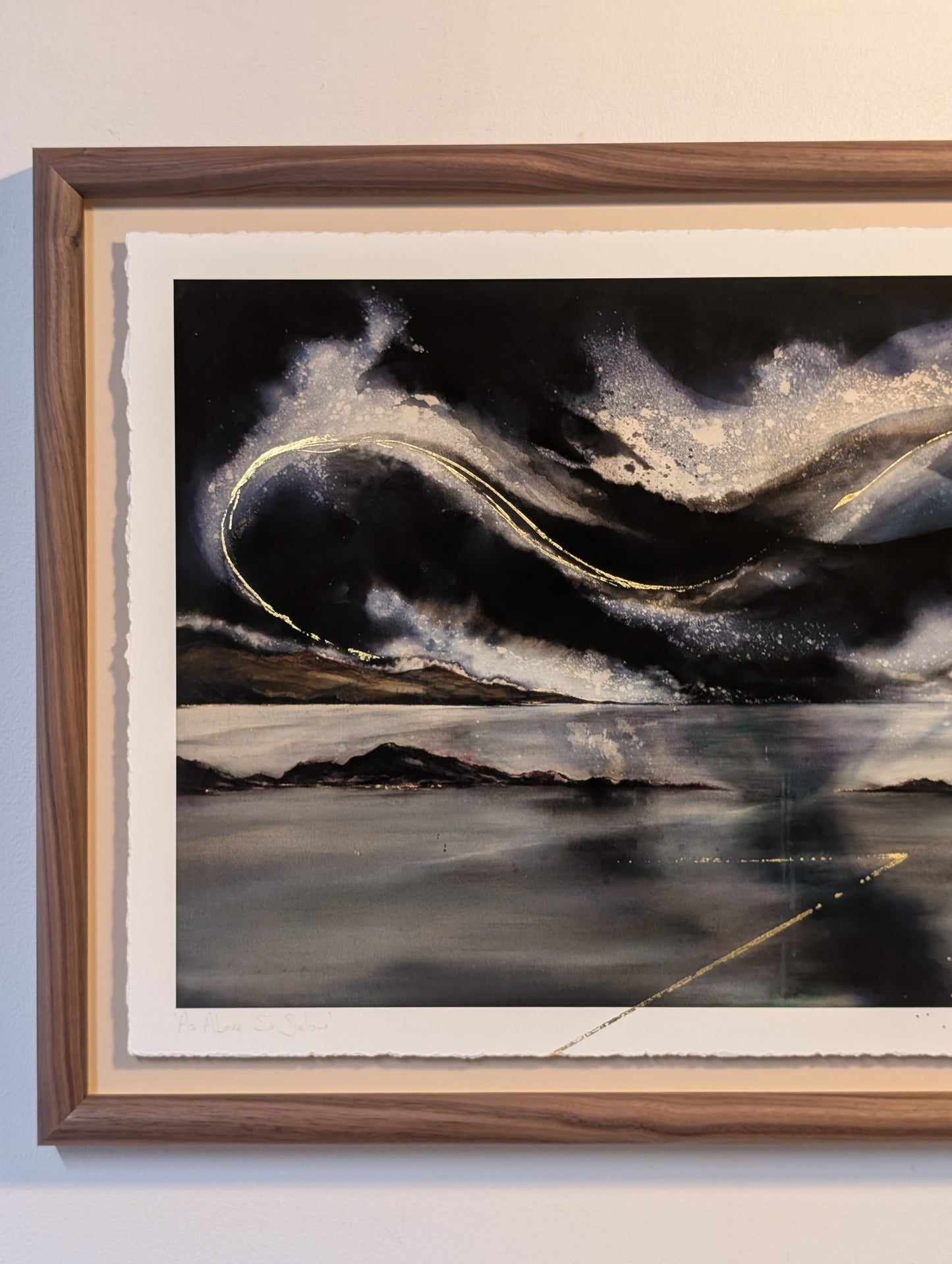 As Above So Below | Expansive velvety ocean-scape rich with hidden glimmers | Hand embellished giclée print | By Hannah Pugh