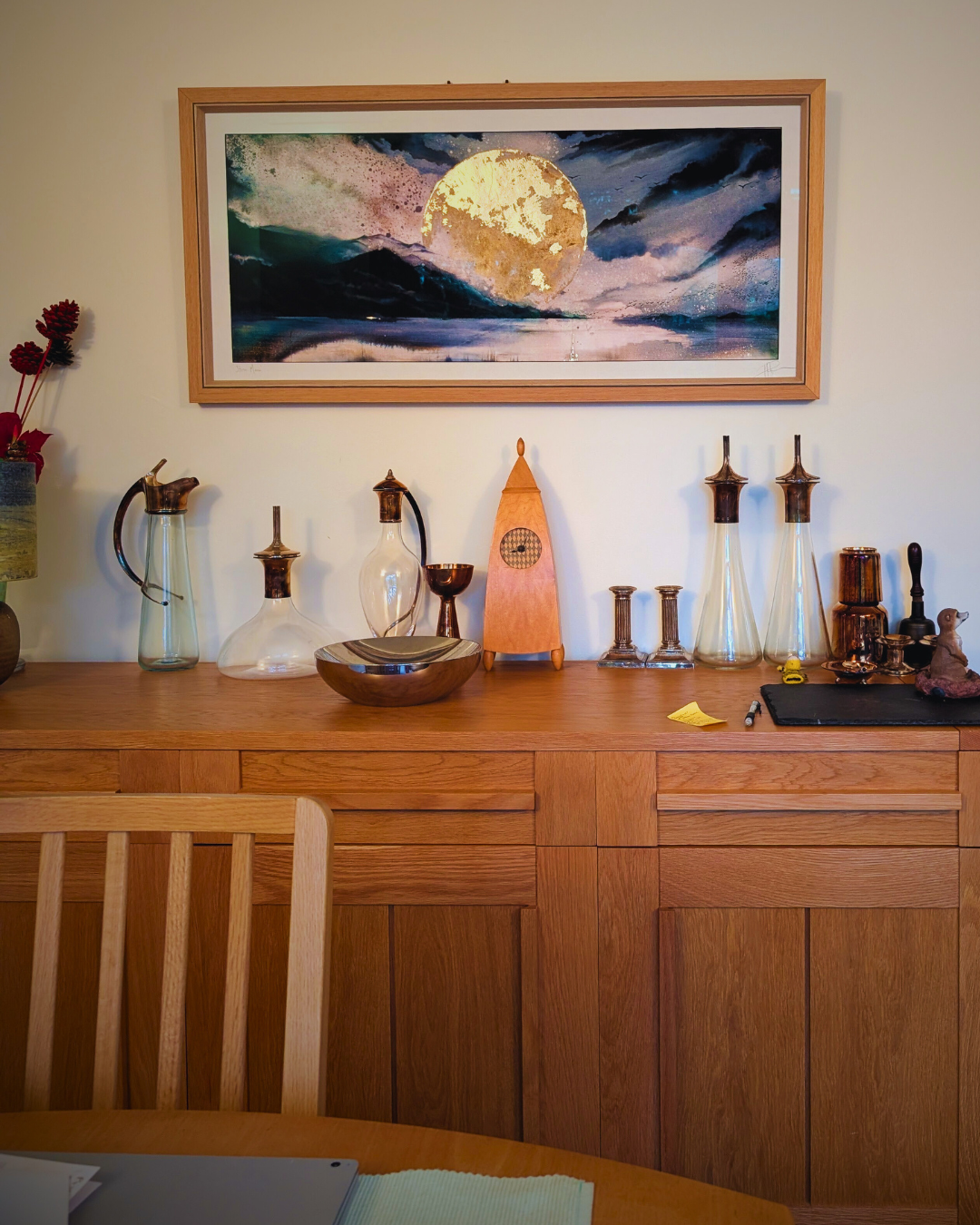 Storm Moon Print | Hand embellished Dramatic Full Moon Landscape | By Hannah Pugh