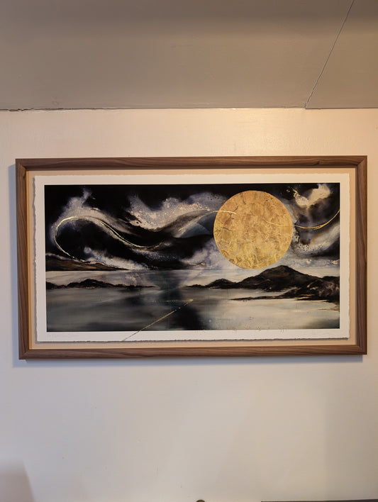 As Above So Below | Expansive velvety ocean-scape rich with hidden glimmers | Hand embellished giclée print | By Hannah Pugh