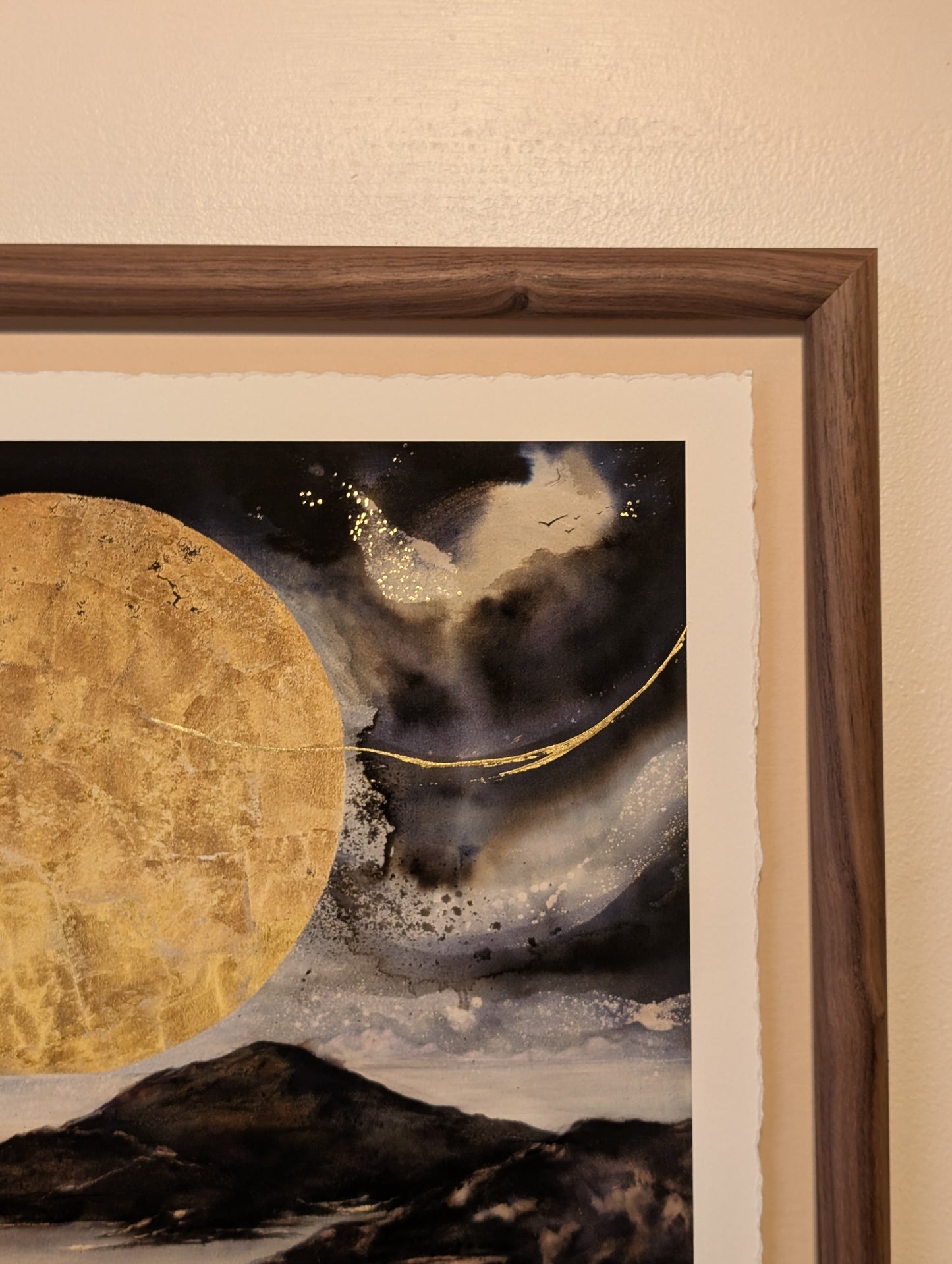 As Above So Below | Expansive velvety ocean-scape rich with hidden glimmers | Hand embellished giclée print | By Hannah Pugh