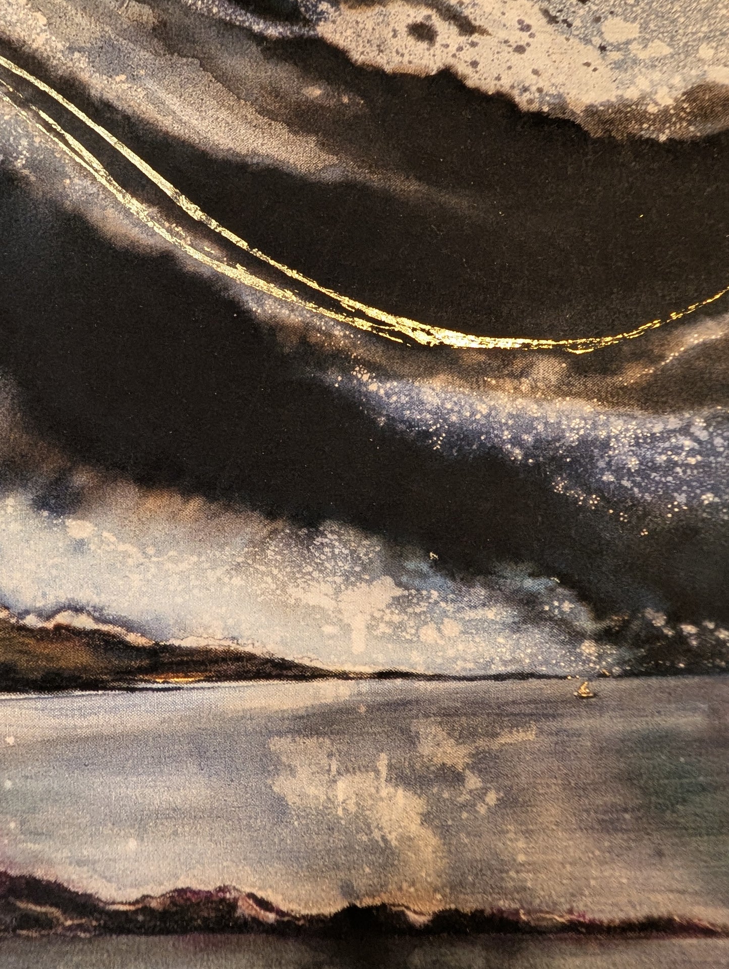 As Above So Below | Expansive velvety ocean-scape rich with hidden glimmers | Hand embellished giclée print | By Hannah Pugh